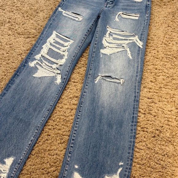 Flying Monkey Jeans High Rise Distressed Flare Light Wash Torn Women's 28 - Picture 3 of 10
